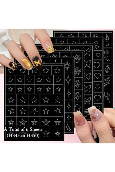 Choice style5 (6 Sheets) 3 TO 24 Sheets Black White Nail Art Stencil Stickers...