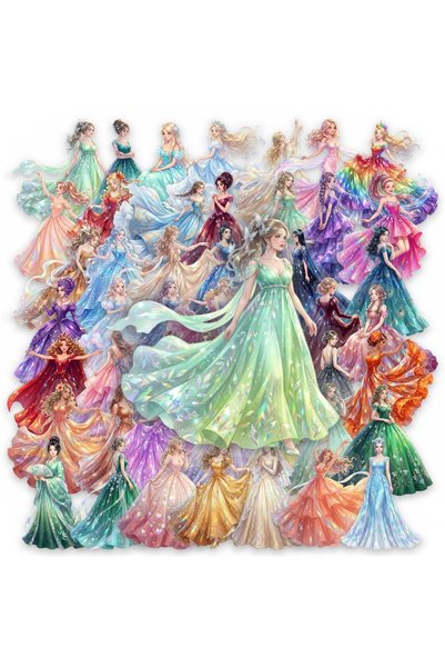 Choice 50pcs x2 50 Pcs Dreamy Princess Dress Clear PET Stickers Waterproof De...