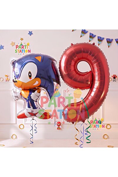 Parti Station Sonic the Fox Balloon 9th Birthday Set, Sonic the Fox Boom Them...
