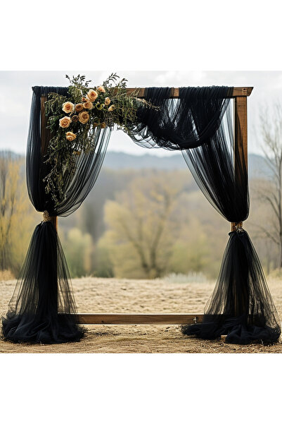 Choice black 2pcs 2pcs 8meter Black Polyester Tulle Draping Fabric Wedding Ar...