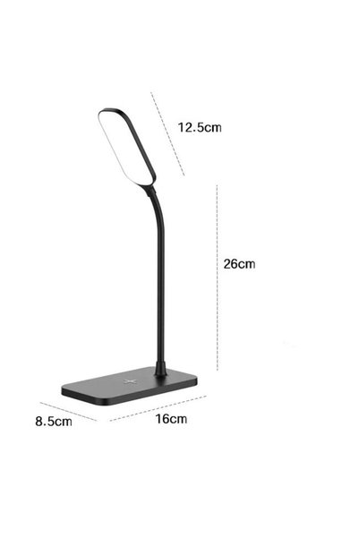 Choice1 Black LED Desk Lamp with Wireless Charger and USB Plug in Port Bedsid...