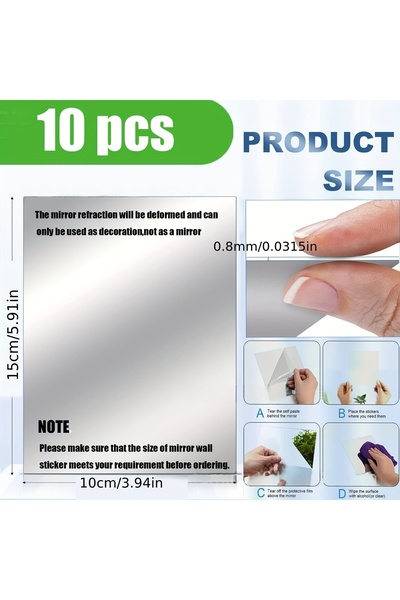 Choice 15cmX10cm 10pcs15/20cm 3D Self-adhesive Mirror Wall Stickers Thickened...