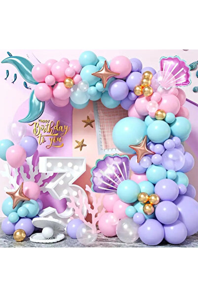 Choice Other As Picture 98-Piece Set of Mermaid-Themed Balloon Set Mini Shell...