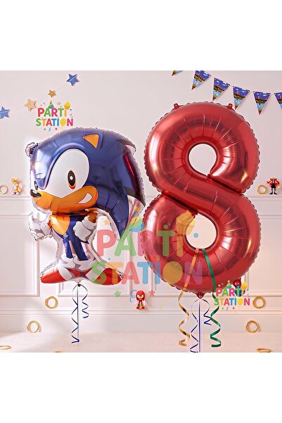 Parti Station Sonic the Fox Balloon 8th Birthday Set, Sonic the Fox Boom Them...