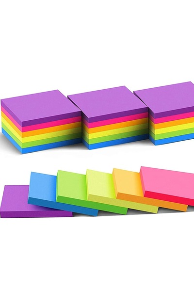 choice2 6packs Fluorescence 6 Packs 3x3 Inch Sticky Notes, 300 Sheets Total, ...