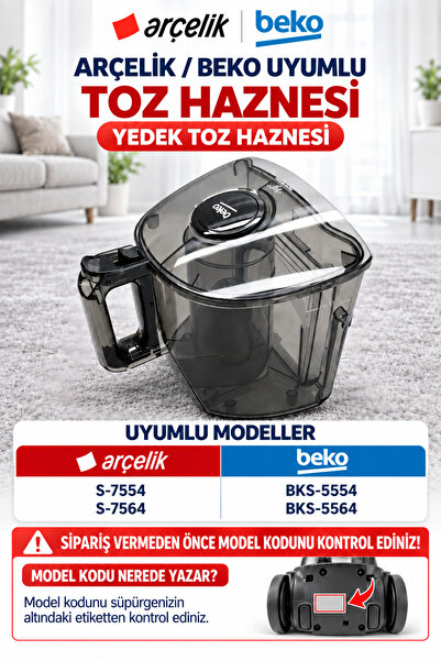Arçelik Beko Bks-5554 Uyumlu Torbasız Slikon Süpürge Toz Haznesi