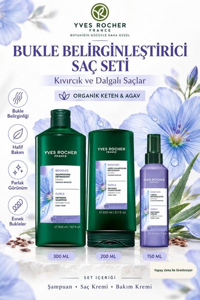 Yves Rocher Kıvırcık Ve Dalgalı Saçlara Özel Bukle Belirginleştirici 3'lü Bak...