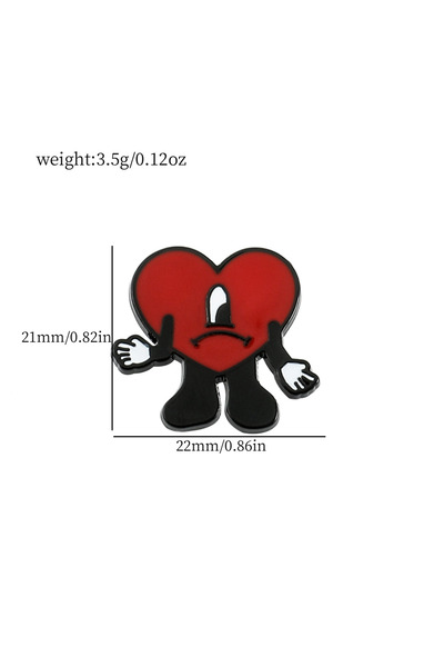 Choice XZ1933 Rap Bad Bunny metal enamel pin, Bad Rabbit red heart pin, badge...