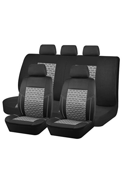 Choice Black Gray 5 seat Full Set Car Seat Covers Tire Texture Press Breathab...