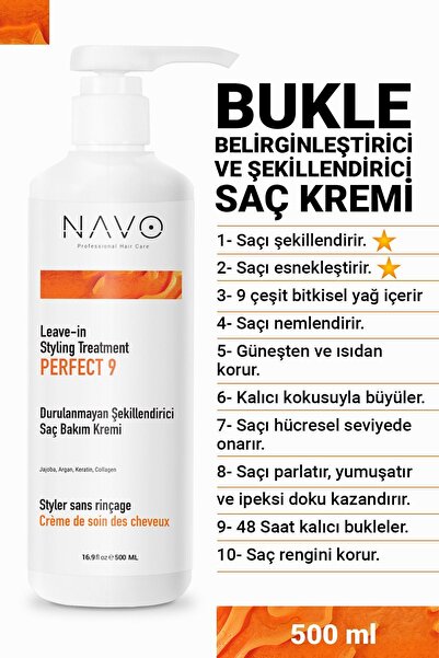 NAVO PROFESSIONAL HAIR CARE Bukle Belirginleştirici Durulanmayan Saç Kremi - ...