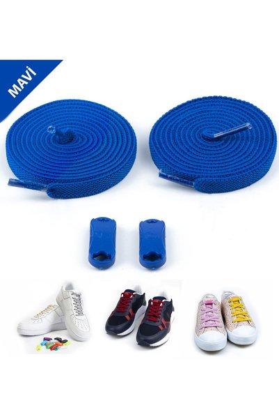 AiryFooT Takbırak Elastic Shoelaces, Smart Laces, New Generation Laces, Cobalt Blue