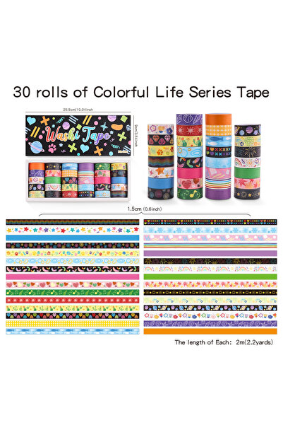 Choice Colorful Life 30 Rolls Colorful Washi Tape Set 2M(2.2 Yards) Length De...