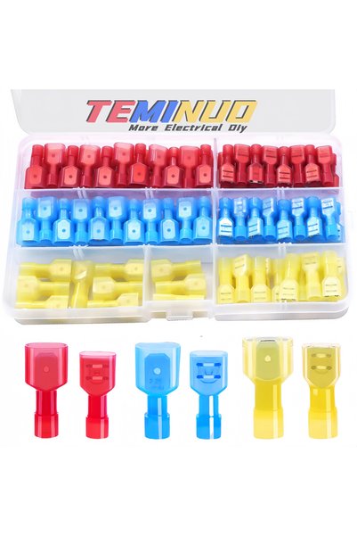 Choice 100pcs Mix In Box 100/80/60 pcs Nylon Spade Wire Connector, 22-10 AWG ...