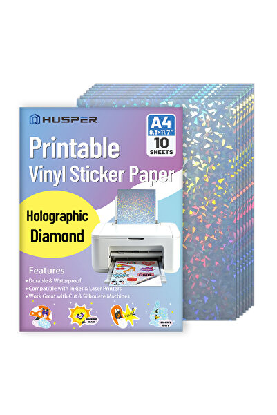 Choice 10 Sheets Diamond Printable Vinyl Sticker Paper - A4(8.3×11.7 Inch), W...