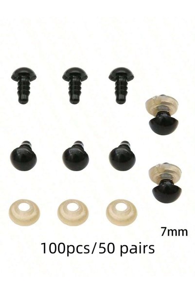 Choice3 100pcs 50pairs 7mm 100-Pack Safety Eyes for Amigurumi - 5-16mm Black ...