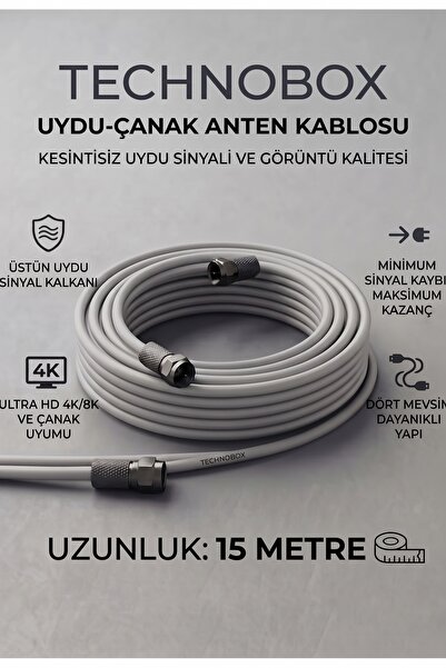 Genel Markalar 15 Metre 96 Telli Hazır F Konnektörlü Uydu Çanak Anten Kablosu...