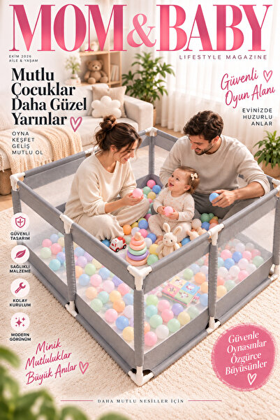 AVOCADO 120X120 Güvenli Çocuk Ve Bebek Oyun Alanı Seti (3'lü) Top Hediye 120x...