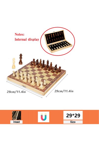 choice2 1102 Large Magnetic Wooden Folding Chess Set Felted Game Board 29cm/3...