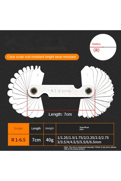 Choice6 R1-6.5 Stainless Steel R Gauge Complete Set Rounding Measuring Instru...