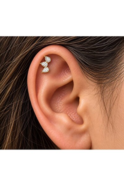Arescollection 1 adet zirkon taşlı tragus helix conch lobe uyumlu piercing
