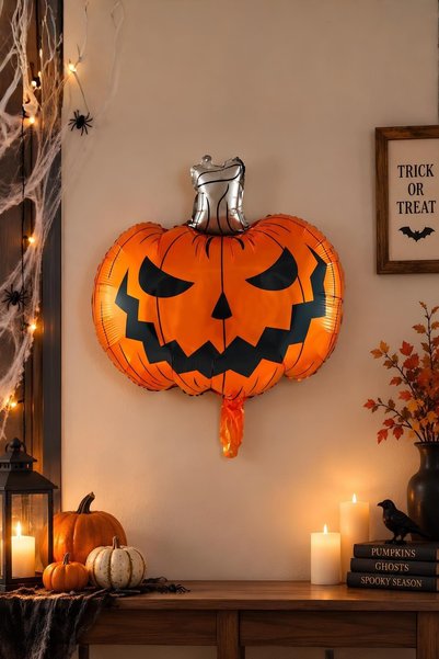 Patladı Gitti Bal Kabağı Büyük Boy 62x75 Cm Folyo Balon Halloween Cadılar Bay...