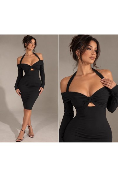 hipnoz butik Kadın Sandy Kumaş Midi Boy Elbise