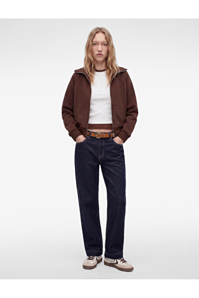 Koton Cotton Long Sleeve Pocketed Slim Fit Zippered Sweatshirt