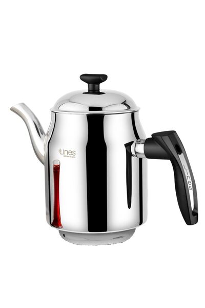 Lines Kahveci Demlik 3 NO Siyah Kulp Paslanmaz Çelik Şık Tasarım 2.20lt