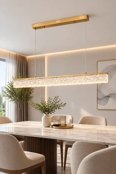 Elvora Home Modern (PREMİUM) Beton Görünümlü LED Sarkıt Avize Gold Kasa 3 Ren...