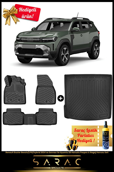 SRCMATS Renault Duster 2024 ve Sonrası ile Uyumlu Araca Özel 3D Havuzlu Paspa...