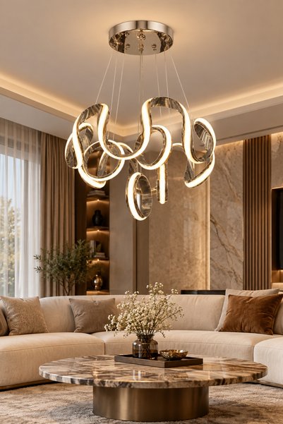 Ulucam Aydınlatma Yay 4 Toplu Modern Led Avize krom