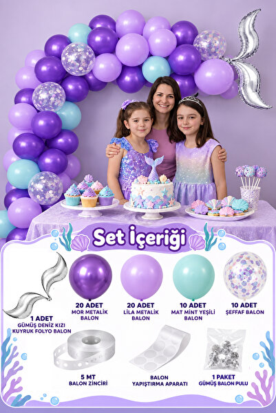 Parti dolabı مجموعة بالونات فضية على شكل ذيل حورية البحر من رقائق الفويل على ...