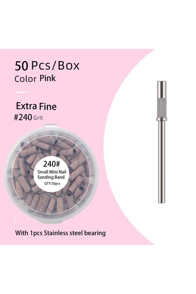 Choice5 pink240-50-B 50 قطعة 3.1 مم مجموعة أشرطة صنفرة صغيرة مع عمود 3/32 بوص...