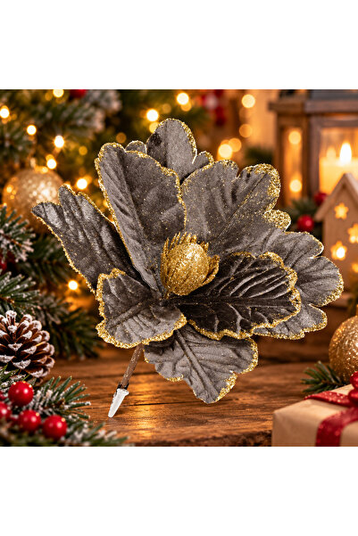 SERSIMO Set de 5 ornamente de Crăciun pentru brad, stea Poinsettia, 23 cm, gr...