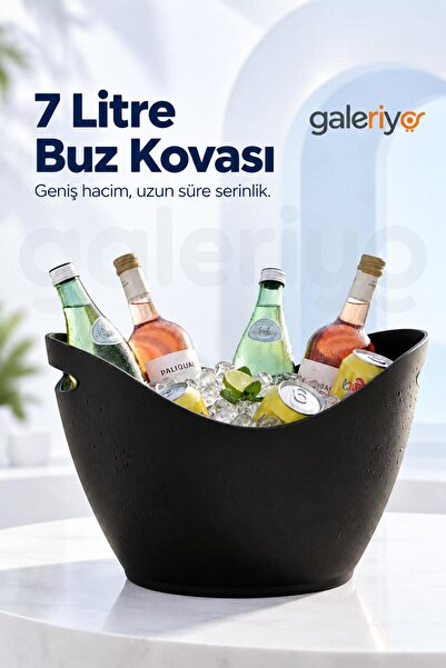 Galeriyo 7 Lt. İçecek ve Buz Kovası – Taşınabilir Siyah