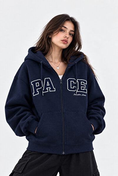 HAI COLLECTİON Kız Çocuk Sweatshirt 3 İplik Pace Baskılı Fermuarlı Kapüşonlu ...