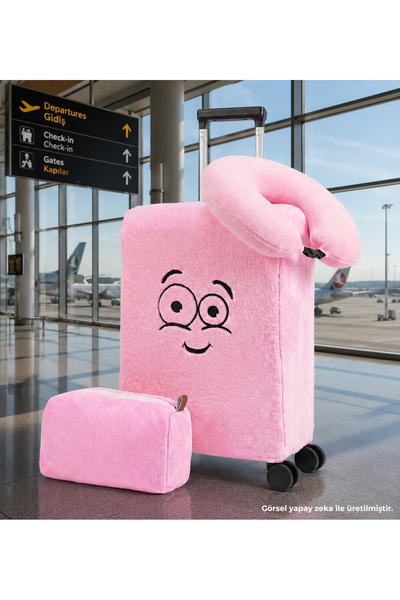 Özgüner Oyuncak 3-Piece Travel Set – Luggage Cover, Neck Travel Pillow, and T...