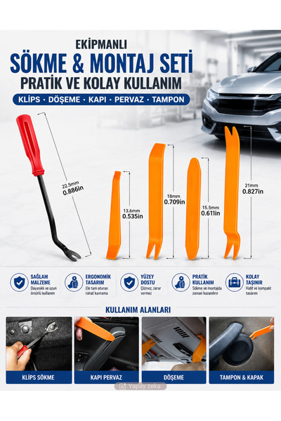 Unichrome 630 Adet Trim Klips Paneli Raptiye Seti Araba Bağlantı Elemanları Kapı Pervaz Döşeme Tamponları