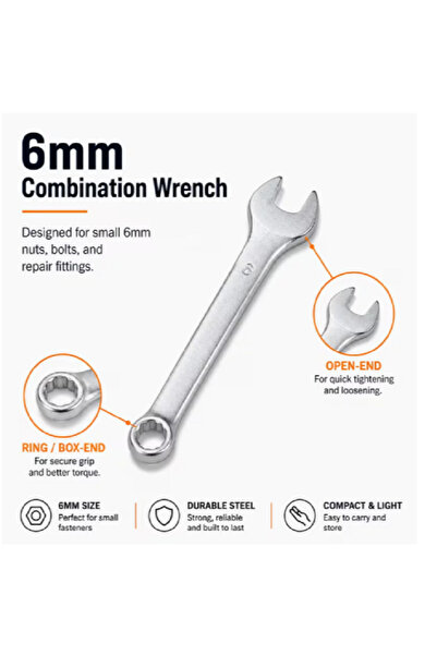 MASTERTOOL MASTER TOOL 6mm Combination Spanner – Chrome Vanadium Steel Wrench...