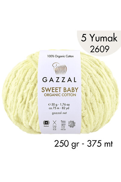 Gazzal Sweet Baby Organic Cotton 2609 - 5 Yumak 250 Gr