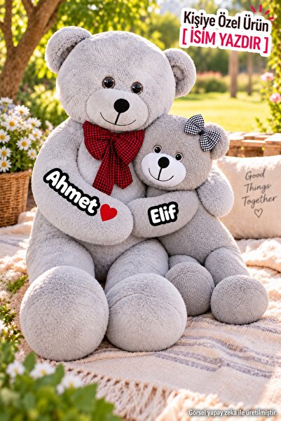 Pandamkee 2’li Anne ve Yavrulu Peluş Ayı Seti – 80 cm Büyük Peluş Ayı ve 50 c...