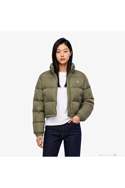 Calvin Klein Essential Crop Puffer Kadın Bej Ceket