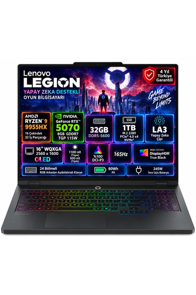 LENOVO Legion Pro 5 16AFR10 AMD Ryzen 9 9955HX 32GB 1TB SSD RTX 5070 8GB (115...
