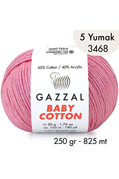 Gazzal Baby Cotton 3468-Lightweight and Comfortable Cotton Yarn for Summer Pr...