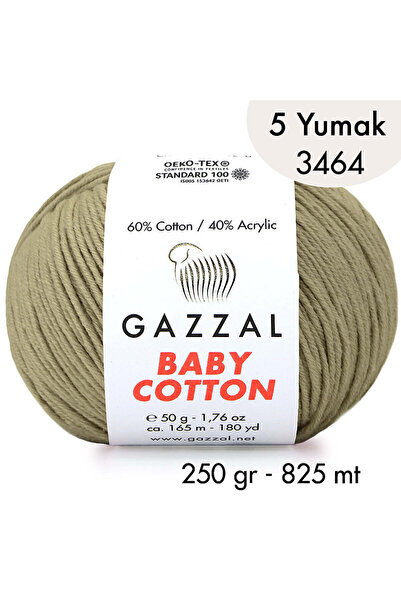 Baby Cotton 3464-Yazlık Projeler İçin Hafif ve Konforlu Pamuk İplik - 5 Yumak