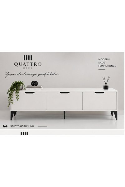 QUATTRO HOME Beyaz Suntalam TV Sehpası 160x35 cm