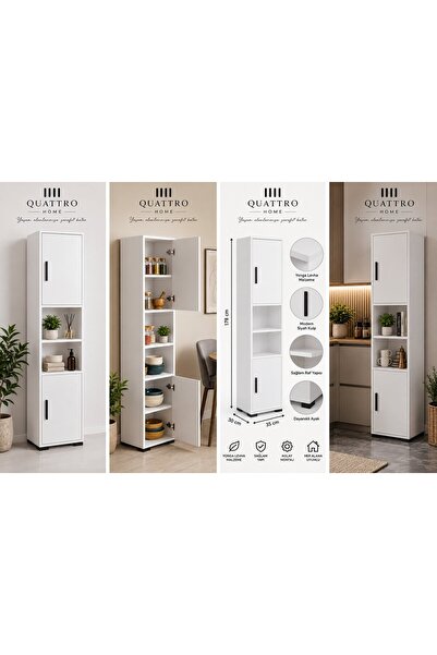 QUATTRO HOME Çok Amaçlı Beyaz Erzak Dolabı 35 cm Genişlik