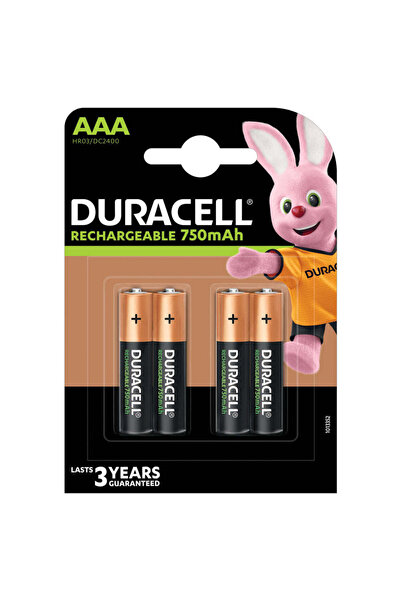 Duracell Επαναφορτιζόμενες μπαταρίες, 750mAh AAA, 4 τεμάχια