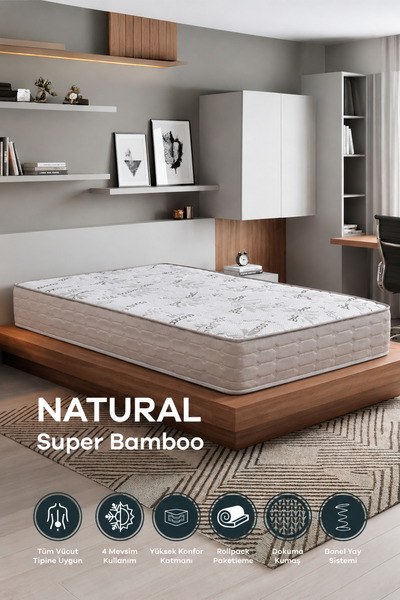 Mobyat Full Ortopedik Natural Süper Bambu Yaylı Yatak