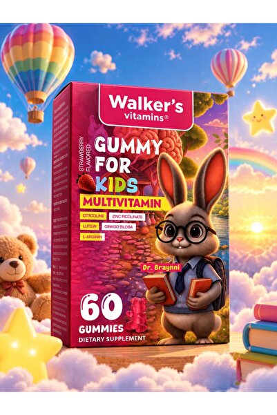 Walker's Vitamins Kids Multivitamin Gummy Sitikolin Lutein Çinko C Vitamini, ...